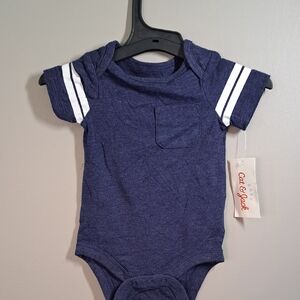 Cat & Jack Blue Onesie with Striped Sleeves